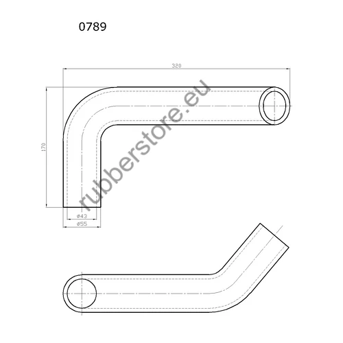 GAZ upper water coolant pipe 0789