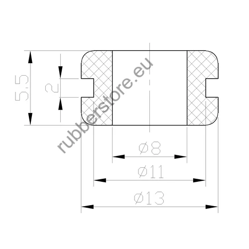 Rubber grommet 13/9/8 x 5,5/2 mm      