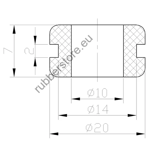 Rubber grommet 20/14/10 x 6/2 mm
