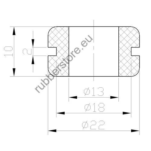 Rubber grommet 22/18/13 x 10/2 mm 