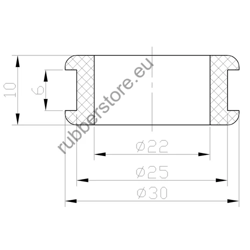 Rubber grommet 30/25/22 x 10/6 mm       