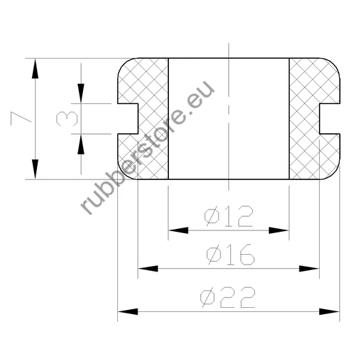 Rubber grommet 22/16/12 x 7,5/3 mm 