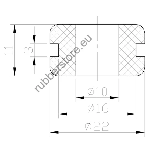 Rubber grommet 22/16/10 x 11/3 mm 