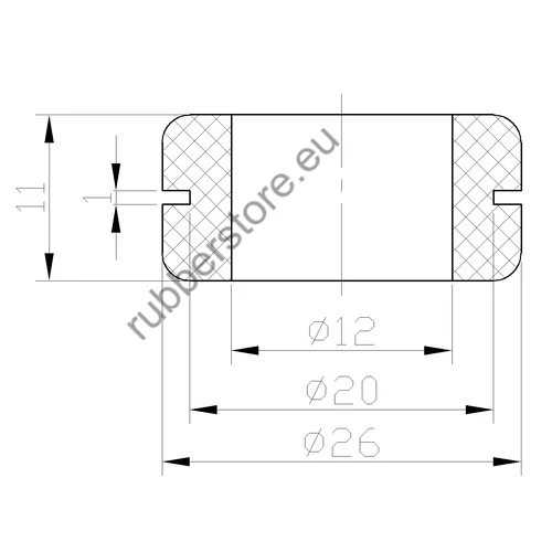 Rubber grommet 26/20/12 x 11/1 mm 