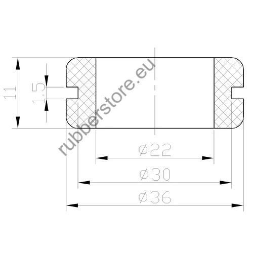 Rubber grommet 22/36x1,5 mm   