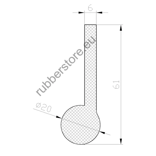 P-profile 851 dense 21x6x63 mm