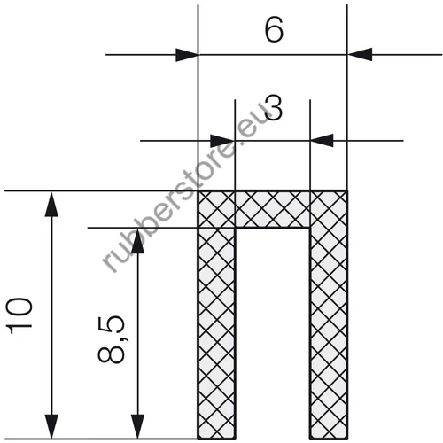 EPDM edge protection profile 1416 10x6x3 mm