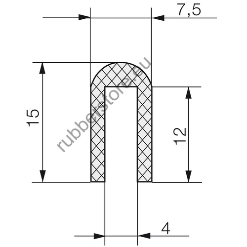 EPDM edge protection profile 1420 4x12 mm