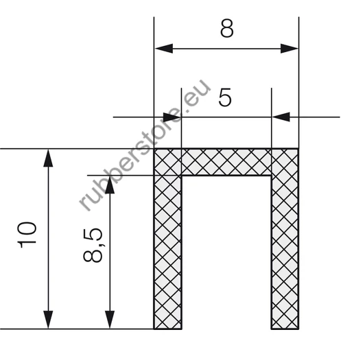 EPDM edge protection profile 1422 10x8 mm