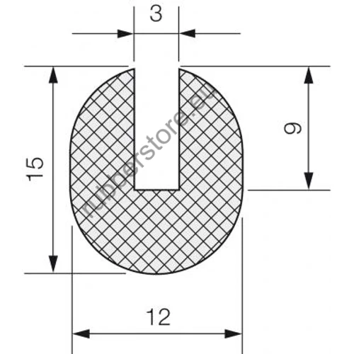 Foamed EPDM profile 7013 12x15 mm