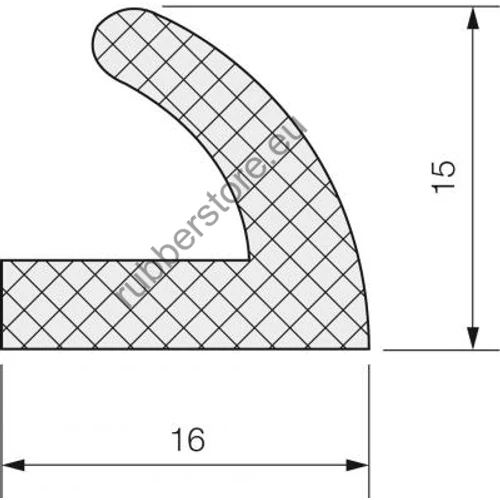 Foamed EPDM profile 7024 15x16 mm 