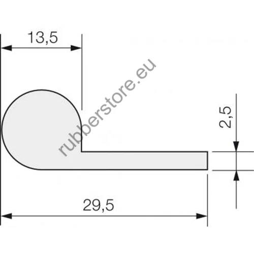 Foamed NR P-profile 7011 30x13,5x2,5 mm