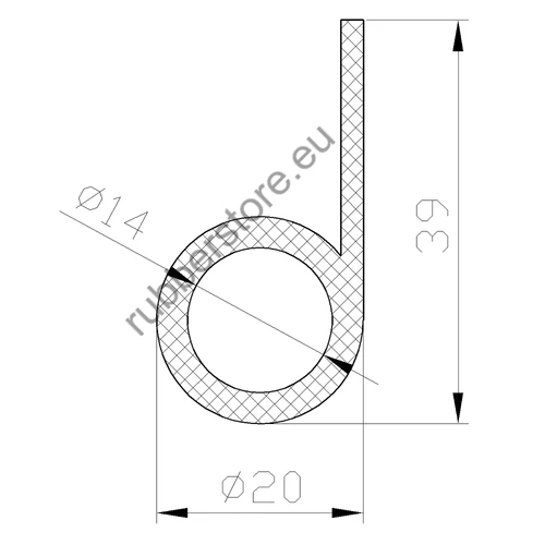P-profile 053 holey 20x3x35 mm
