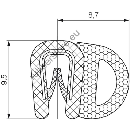 Combined profile 6004 PVC black 1-2 mm
