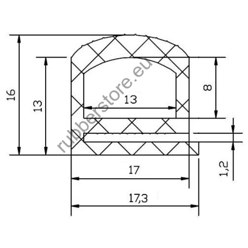 Transparent silicone e-profile 17x16 mm