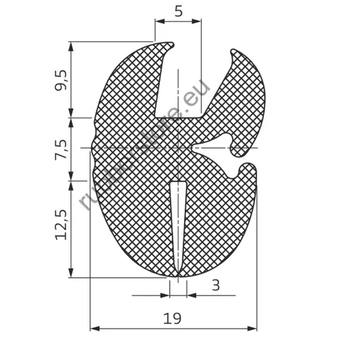 Windshield profile 5016 5x3x30 mm