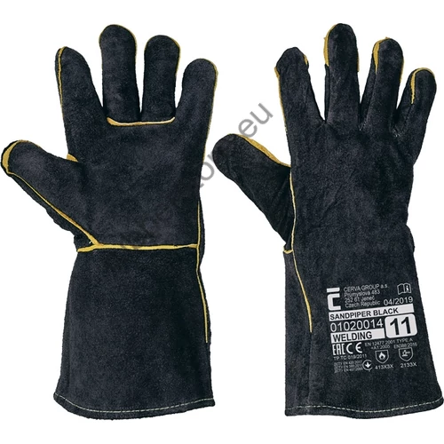 SANDPIPER BLACK leather gloves - 11